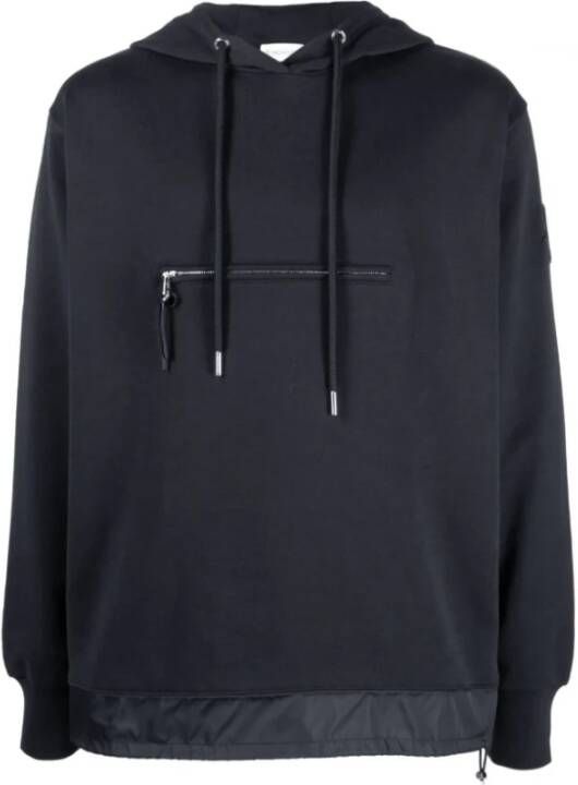 Moncler Navy Logo-Patch Hoodie Blauw Heren