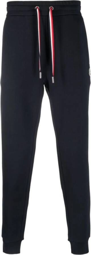 Moncler Navyblauwe Katoenen Trainingsbroek met Trekkoord Blauw Heren