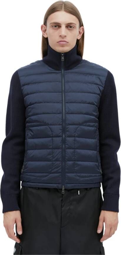 Moncler Stijlvolle Zip-Up Cardigan Blue Heren