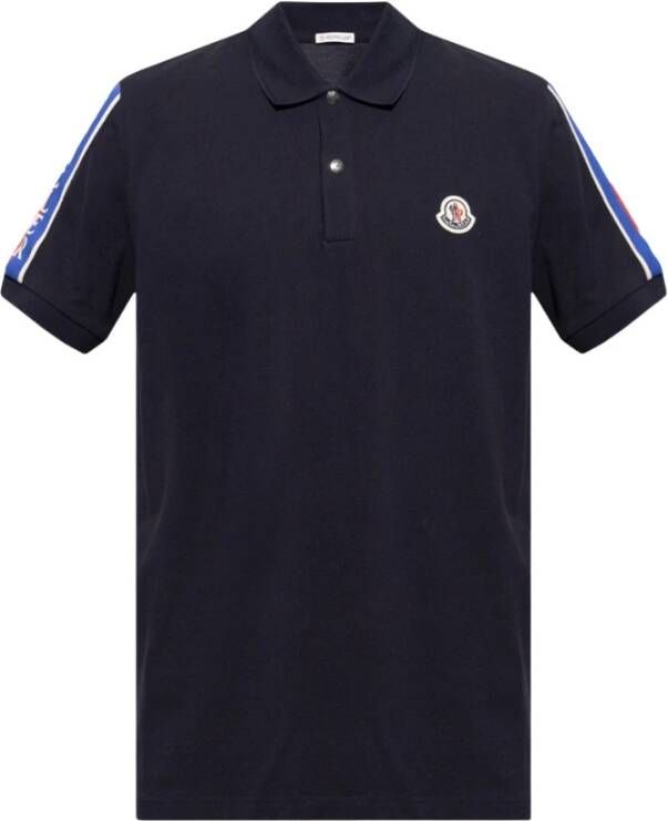 Moncler Polo shirt met logo Blauw Heren