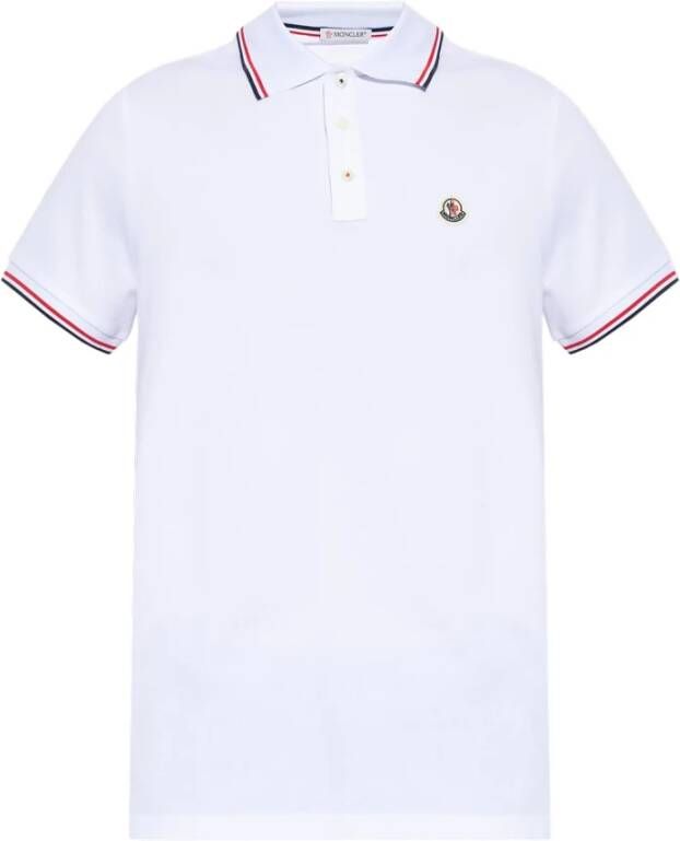 Moncler Handtekening Logo Polo Shirt White Heren