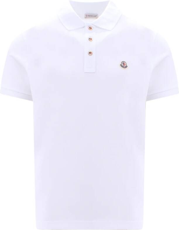Moncler Logo Patch Polo Shirt White Heren