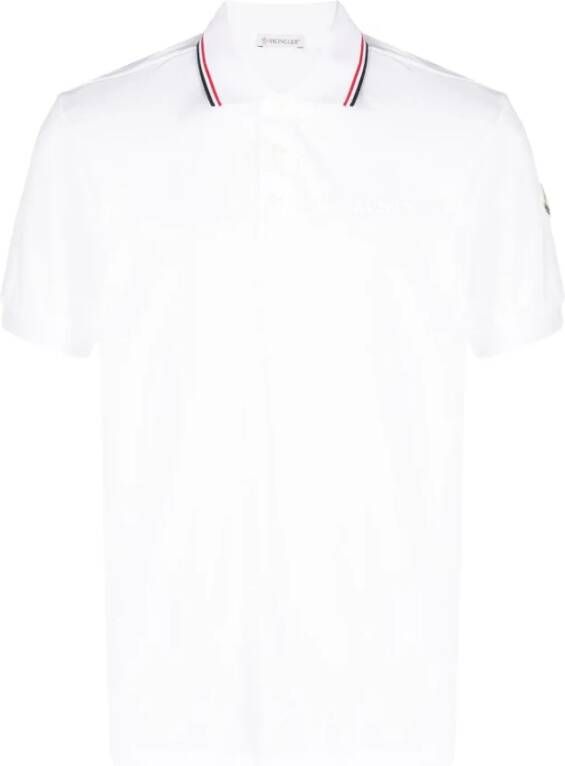 Moncler Polo T-shirt met reliëf logo White Heren