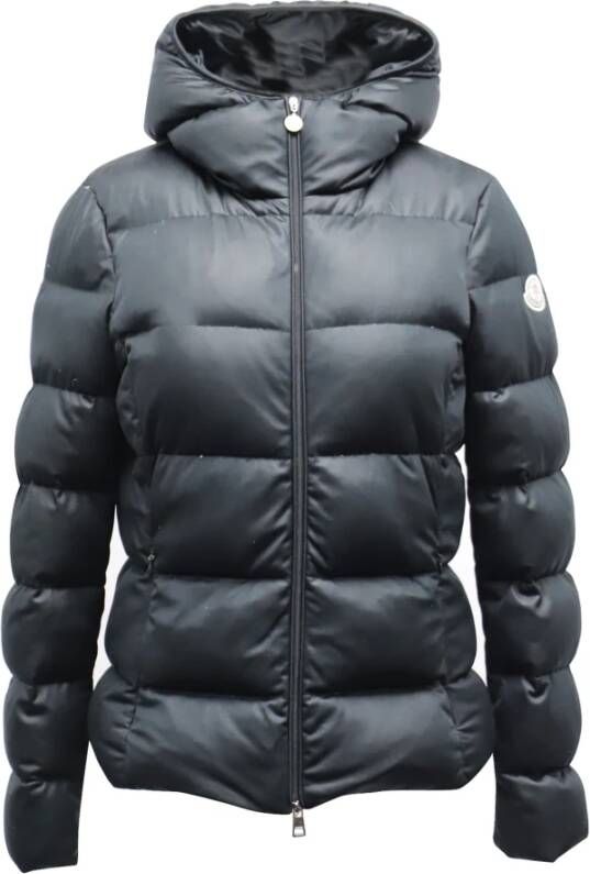 Moncler Pre-owned Hooded puffer short jas inylon Zwart Dames