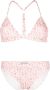 Moncler Roze Cross Over Bikini met Wit Logo Print Roze Dames - Thumbnail 1