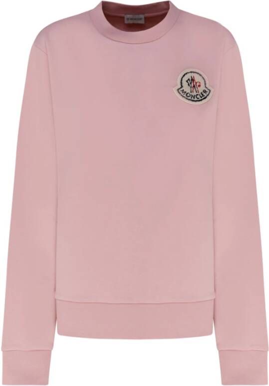 Moncler Roze Katoenen Logo Patch Sweatshirt Roze Dames