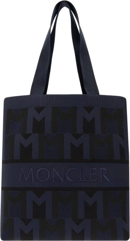 Moncler Shopper tas met logo Blauw Dames