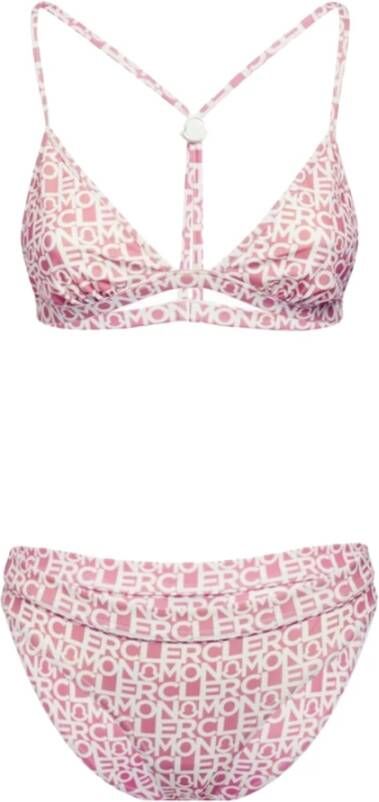 Moncler Splash Bikini in Roze en Wit Monogram Print Roze Dames