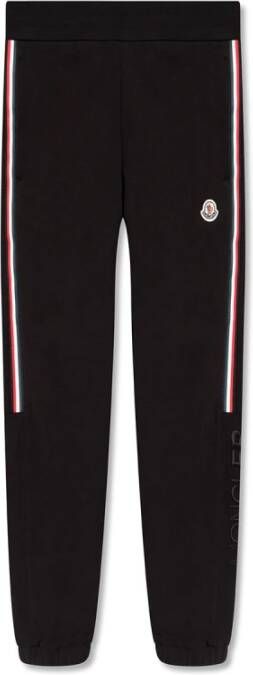 Moncler Sportieve Katoenen Sweatpants met Logo Patch en Strepen Zwart Heren