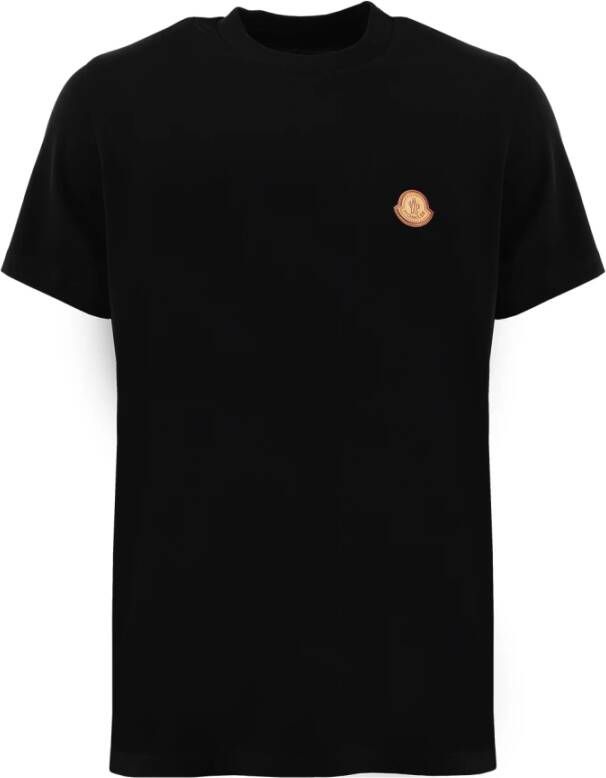 Moncler Zwart Katoenen Logo T-shirt Black Heren