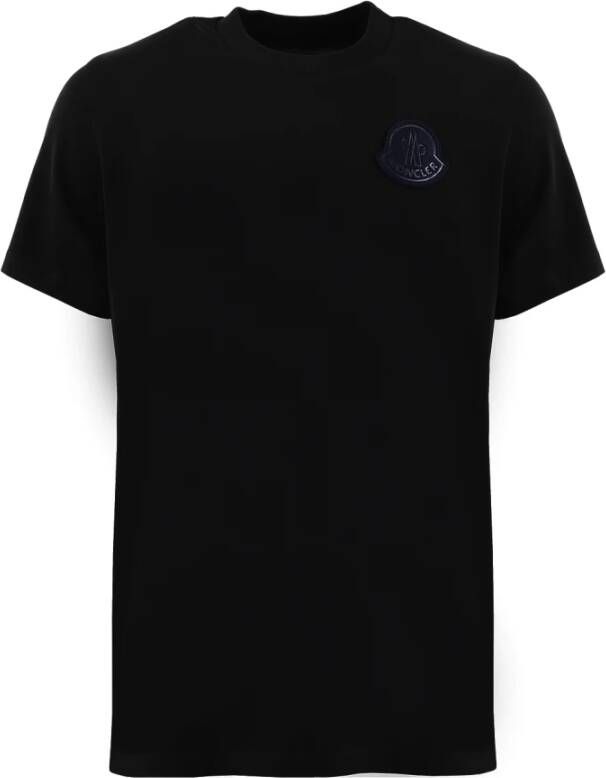 Moncler Logo Patch T-Shirt van Katoen Black Heren
