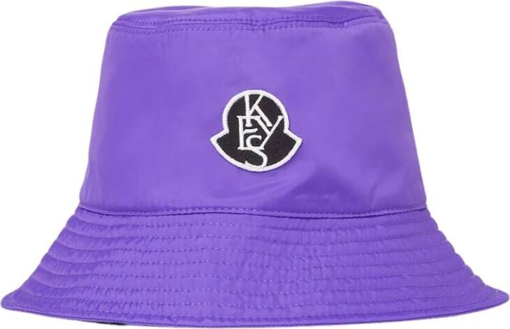 Moncler Stijlvolle Logo Patch Bucket Hat Purple Dames