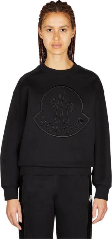 Moncler Zwart Logo Patch Sweatshirt Black Dames