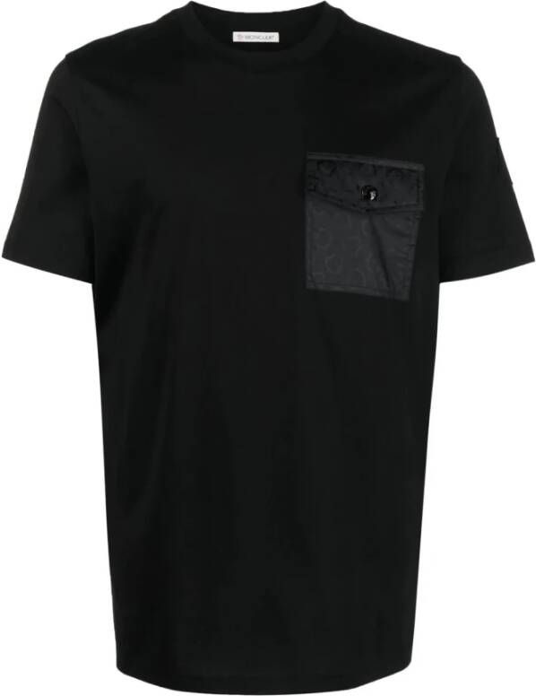 Moncler T-shirt met logo en klep Zwart Heren