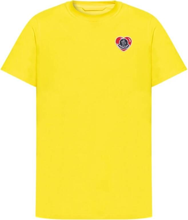 Moncler T-shirt met logo Yellow Heren