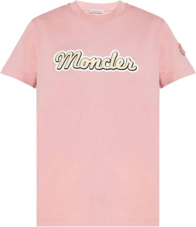 Moncler T-shirt met logo Roze Dames