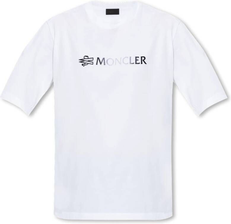 Moncler T-shirt met dubbel logo White Dames