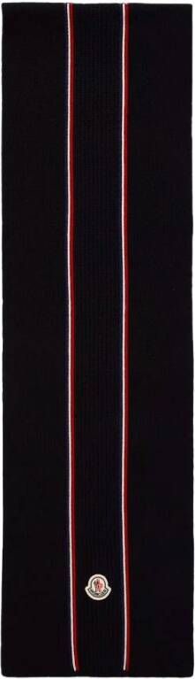 Moncler Tricolor Wollen Sjaal Navy Zwart Heren