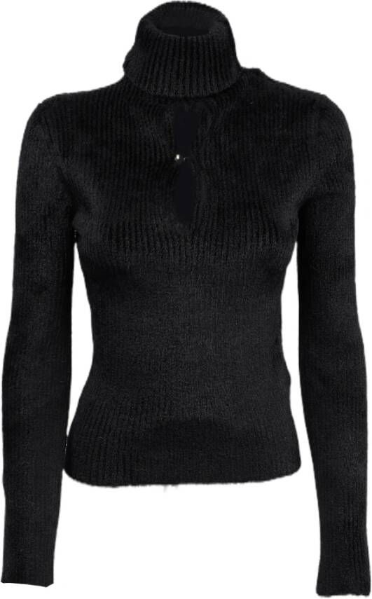 Moncler Viscose Turtlek Sweater Black Dames