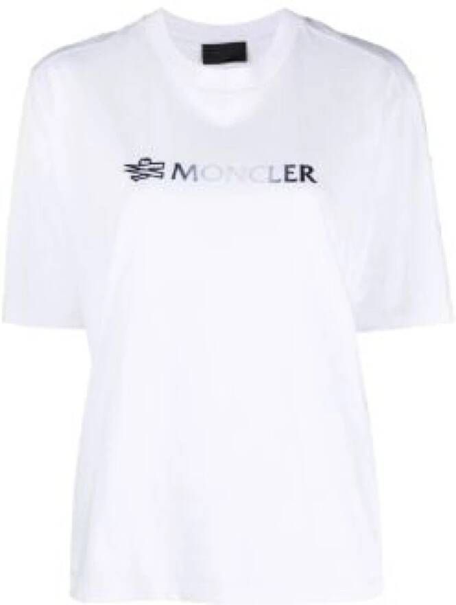Moncler Velvet Logo Wit T-Shirt White Dames