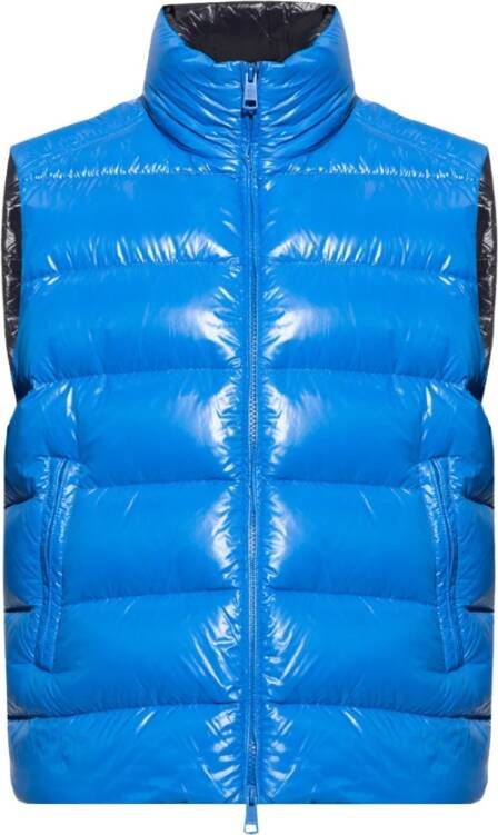 Moncler Gewatteerd Gilet met Veren Vulling Blauw Heren