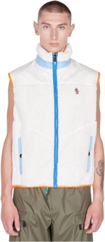 Moncler Witte Logo-Patch Fleece Vest White Heren