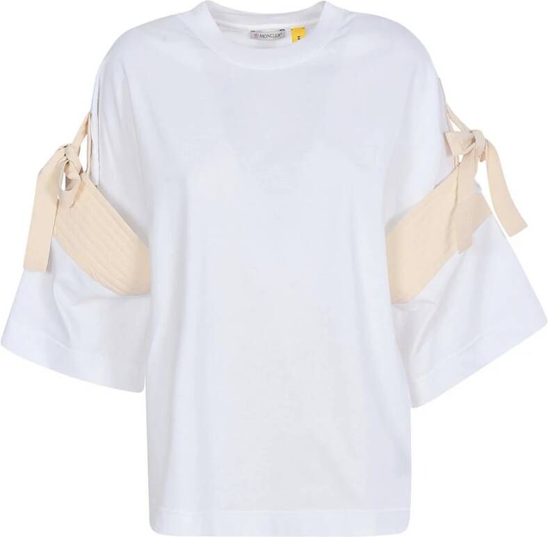 Moncler Wit Katoenen Jersey T-Shirt White Dames