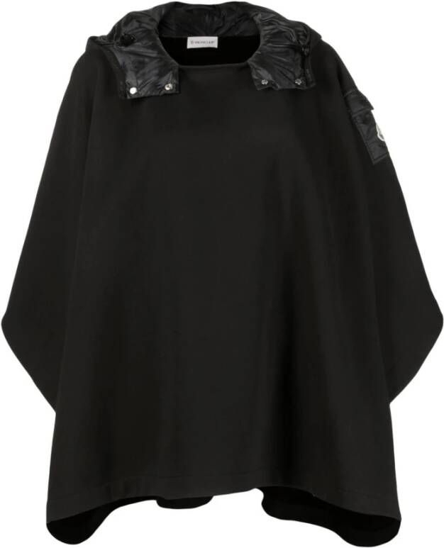 Moncler Zwarte capuchon fleece cape Zwart Dames