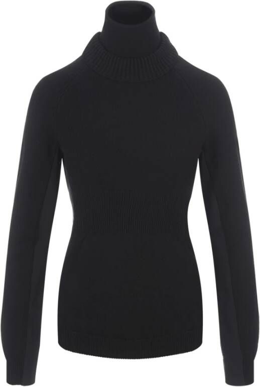 Moncler Zwarte Stretch Merino Wol Coltrui Black Dames