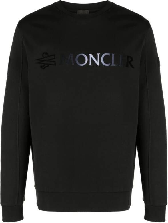 Moncler Sweatshirt met fluwelen logo Zwart Heren