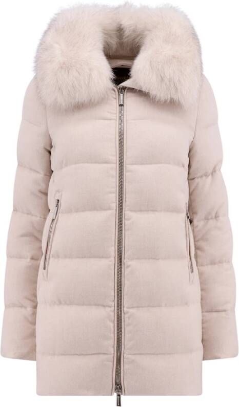 Moorer Gewatteerde wollen kasjmierjas Beige Dames
