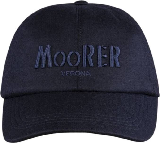 Moorer Verstelbare baseball cap met wollen interlock binnenkant Blue Heren