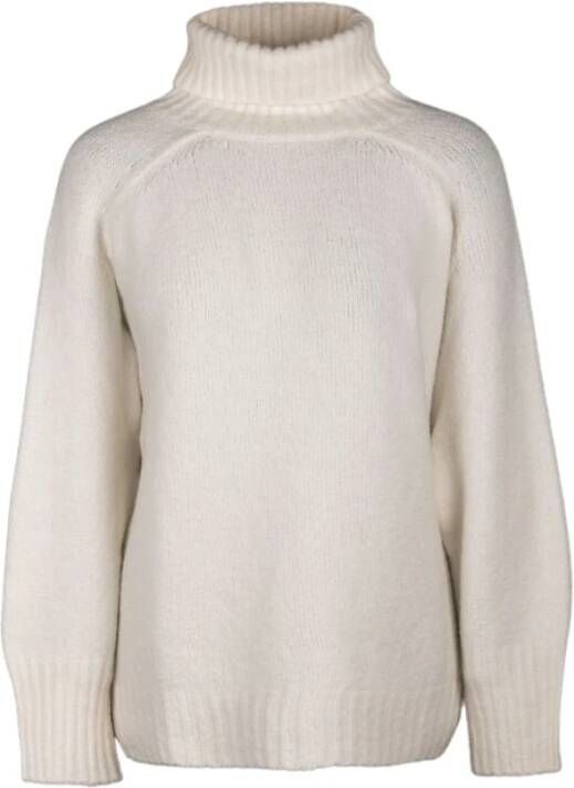 Moorer Velvet Turtleneck Sweater White Dames
