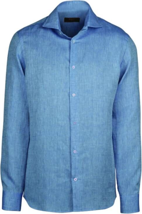 Moorer Normaal Overhemd Blauw Heren
