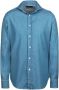 Moorer Normaal Overhemd Blauw Heren - Thumbnail 1