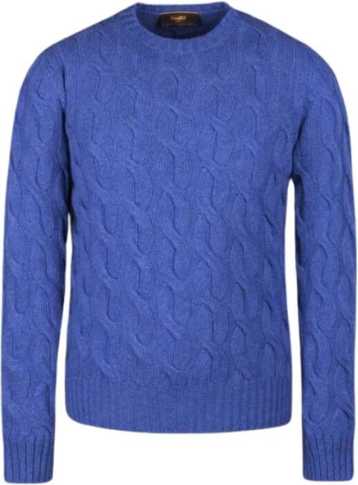 Moorer Truien met ronde hals Blauw Heren