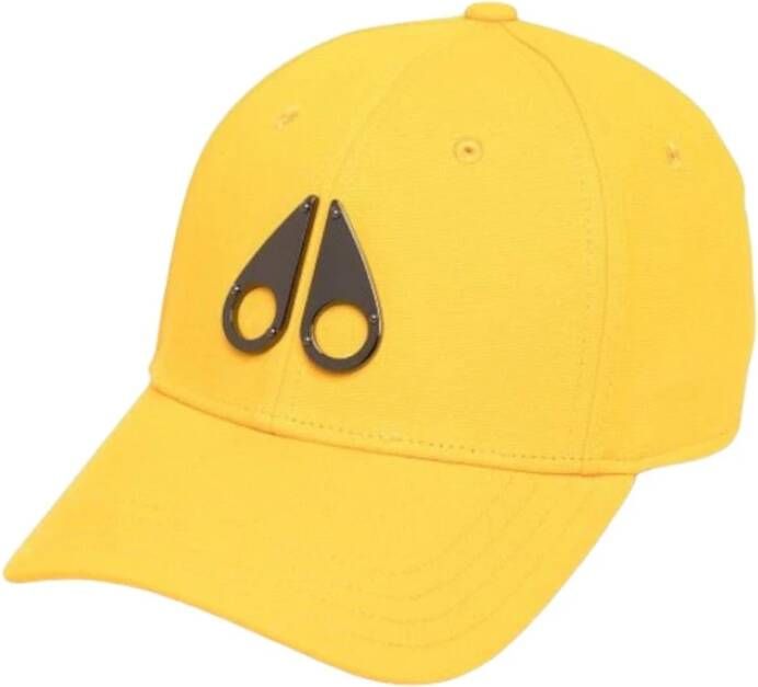 Moose Knuckles Iconische Zwarte Metalen Logo Pet Yellow Heren