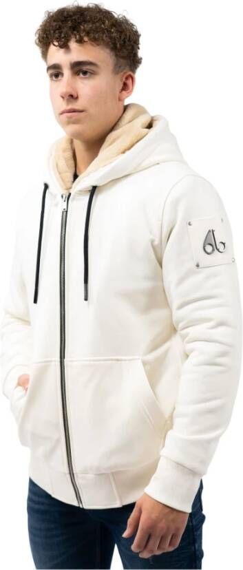 Moose Knuckles Classic Bunny 3-Kleur Ivoor Rits Sweater White Heren