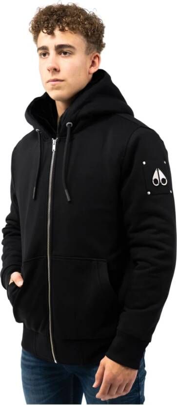 Moose Knuckles Zwarte Hoodiejas met ritssluitingzakken Black Heren