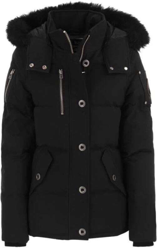 Moose Knuckles Original 3Q Gewatteerde jas met capuchon in shearling Zwart Dames
