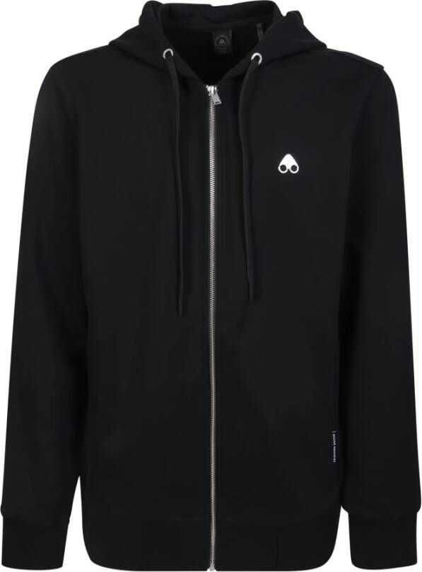 Moose Knuckles Zwarte katoenen hoodie met rits voor heren Zwart Heren