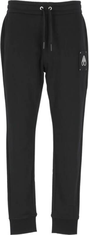 Moose Knuckles Zwarte katoenen sweatpants met elastische taille Zwart Heren