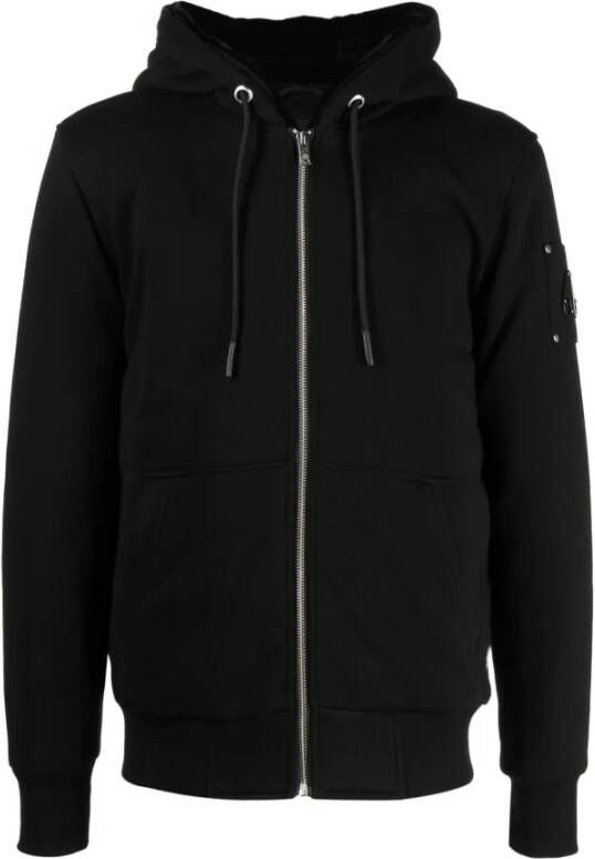 Moose Knuckles Zwarte Hoodiejas met ritssluitingzakken Black Heren