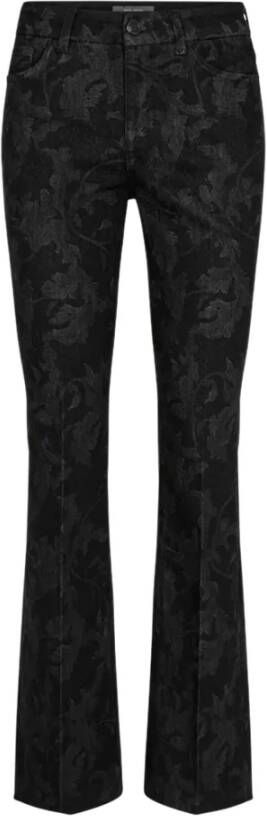 MOS MOSH Zwarte bloemen bootcut hoge taille jeans Black Dames