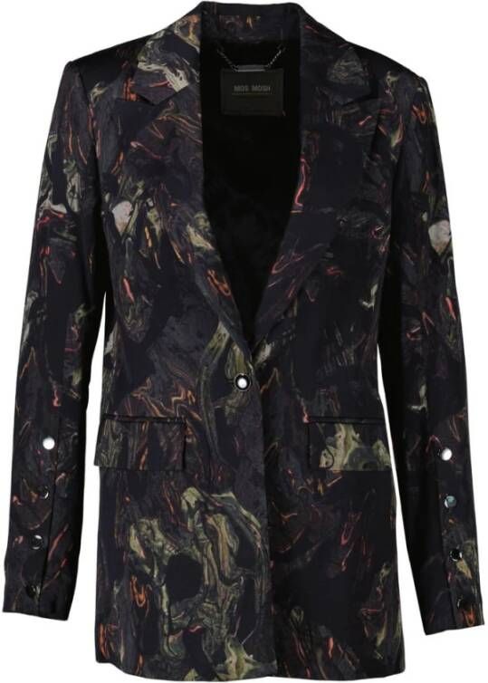 MOS MOSH Elegante enkellange blazer met abstracte print Black Dames