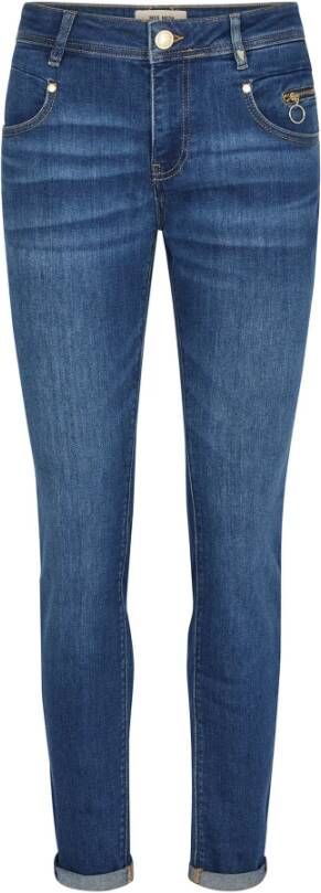 MOS MOSH Chique Blauwe Jeans met Ritsdetail Blauw Dames