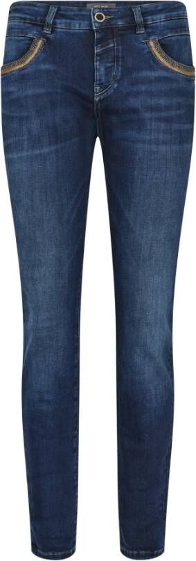 MOS MOSH Klassieke donkerblauwe jeans met geborduurde details Blauw Dames