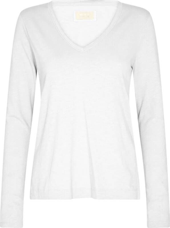 MOS MOSH Mmarden V-Ls Tee Toppe T-Shirts 154910 Wit White Dames