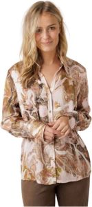 MOS MOSH Marble LS Blouse met All Over Dessin Bruin Dames