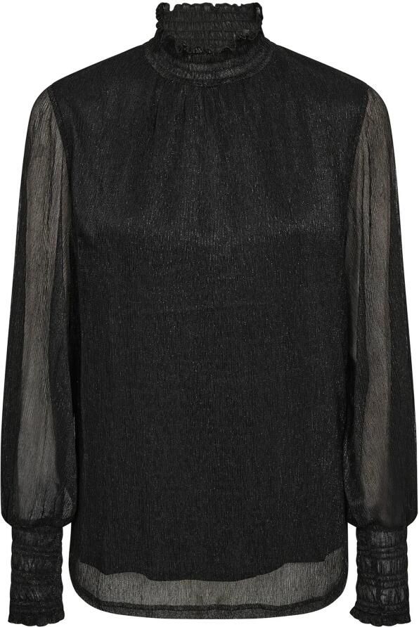 MOS MOSH Elegante Glam Lange Mouw Blouse Zwart Black Dames